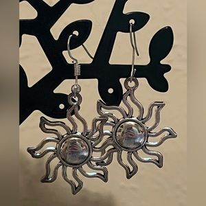 Silver sun earrings